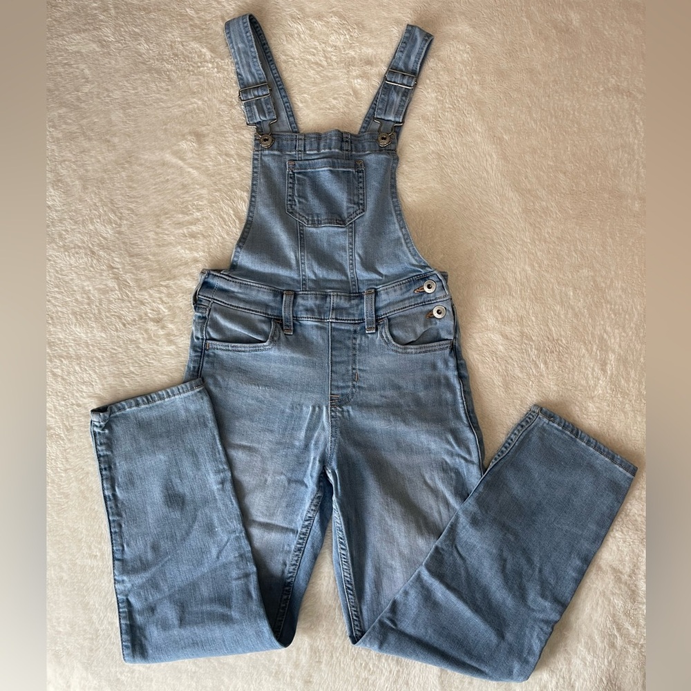 Abercrombie Kids Girls Denim Jean Distressed Overalls Jumpsuit Size 9/10